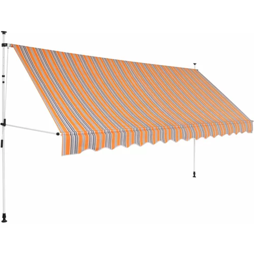 vidaXL Ročno zložljiva tenda 350 cm rumene in modre črte, (20610859)