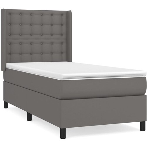 vidaXL Box spring postelja z vzmetnico siva 90x200 cm umetno usnje, (20790007) Cene