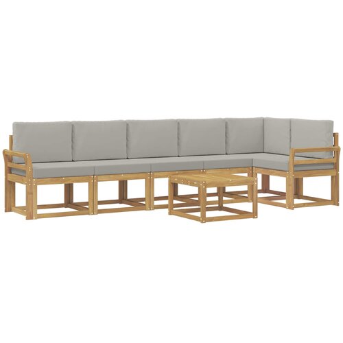  Set vanjskih sofa 7 kom. Bijela i svjetlosiva Smeđa 59 x 59 x 37 cm Slike