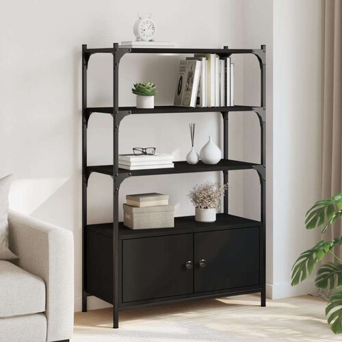  Regal za knjige 3 razine crni 70x30x109 5 cm konstruirano drvo Slike
