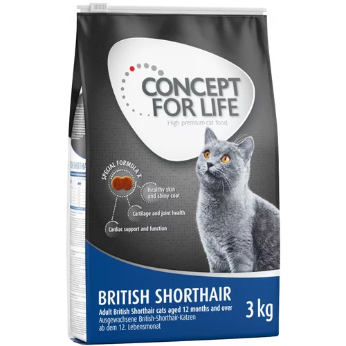 Concept for Life British Shorthair Adult – izboljšana receptura! - Varčno pakiranje: 3 x 3 kg