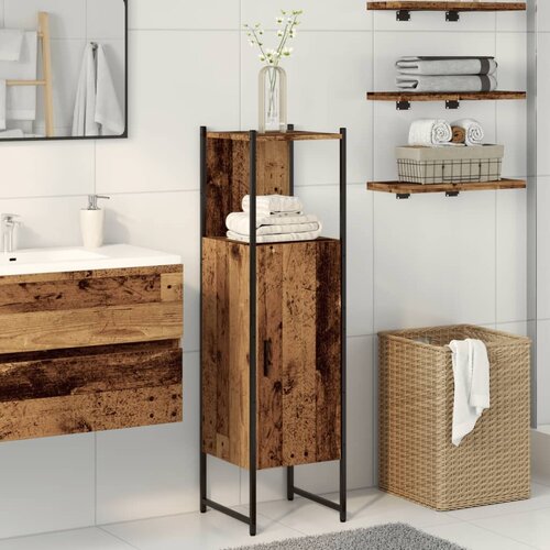 vidaXL Kupaonski ormarić staro drvo 33x33x120,5 cm konstruirano drvo Cijene