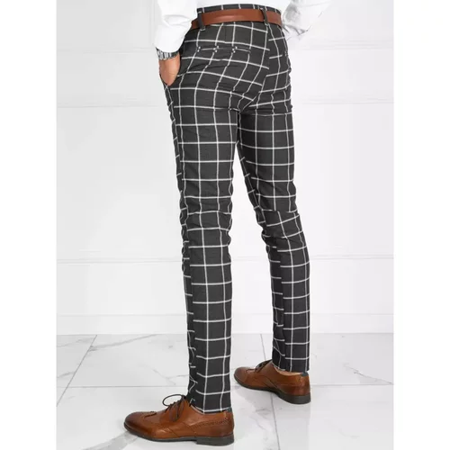 DStreet Dark gray UX3695 checkered men's chino trousers