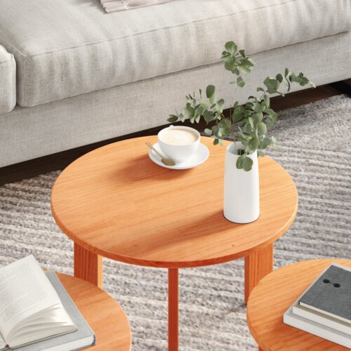  Set stolića za kavu 3 pcs Vo&amp;scaron;tano smeđa 47.5 x 47.5 x 27 cm Slike