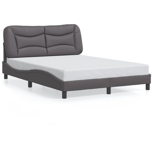  The Living Store Posteljni okvir z LED lučkami siv 140x190 cm umetno usnje - Posteljni Okvir, (21529309) Slike