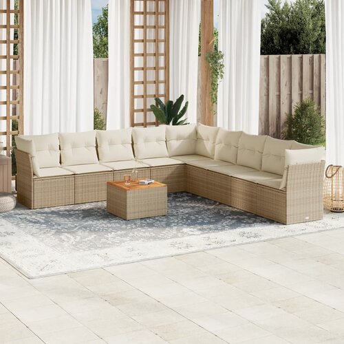 vidaXL 10-dijelni set vrtnih sofa s jastucima bež od poliratana Cijene