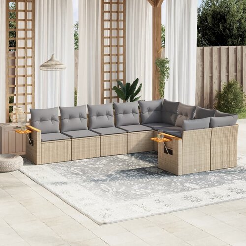 vidaXL 9-dijelni set vrtnih sofa s jastucima bež od poliratana Cijene