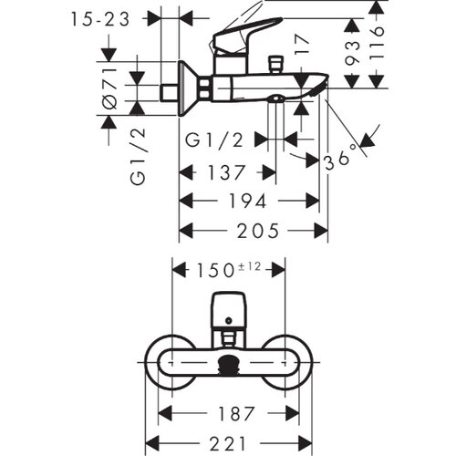 Hansgrohe baterija za kadu LOGIS Slike