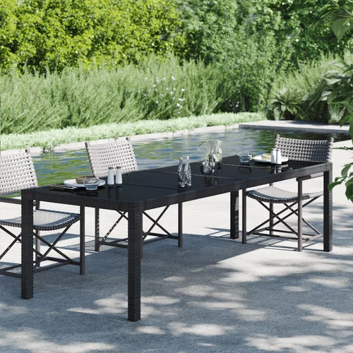  Vrtni stol crni 250x100x75 cm od kaljenog stakla i poliratana