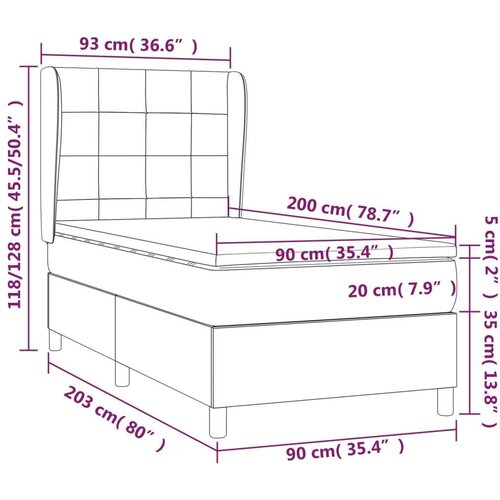  S oprugama i madracem tamnosivi 90x200 cm od tkanine Slike
