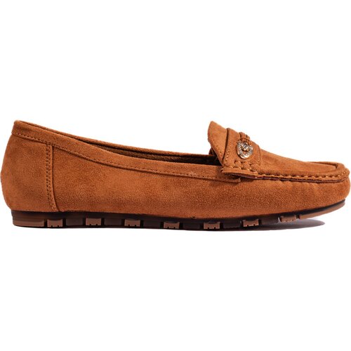 Shelvt Women's camel suede loafers Cene