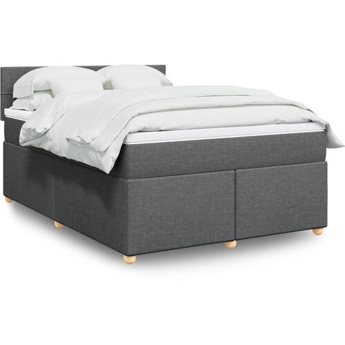 vidaXL Box spring postelja z vzmetnico temno siva 160x200 cm blago Cene