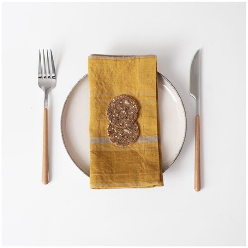 Linen Tales Laneni ubrusi u setu 2 kom Amber Bronze Stripes &amp;ndash; Slike