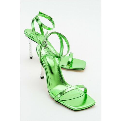 LuviShoes Edwin Women's Metallic Green Heeled Shoes Slike