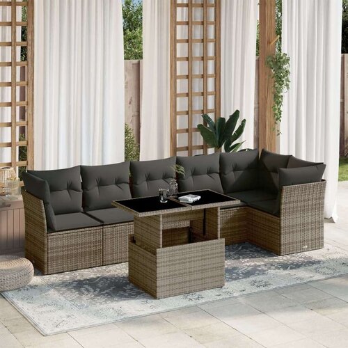  7-dijelni set vrtnih sofa sivi od poliratana Cijene