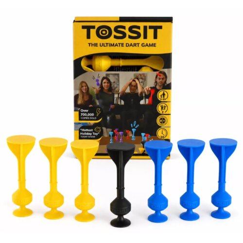 Asmodee Tossit početni paket plavo-žuta silikonska dru&amp;scaron;tvena igra darts s usisnim ča&amp;scaron;icama Slike