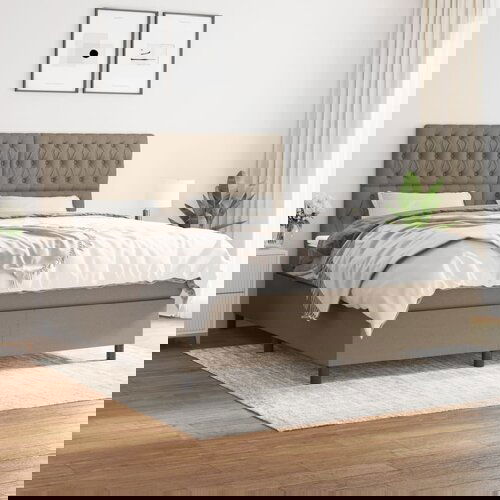 The Living Store Box spring postelja z vzmetnico taupe 180x200 cm blago - Box Spring Postelja, (21512104) Cene