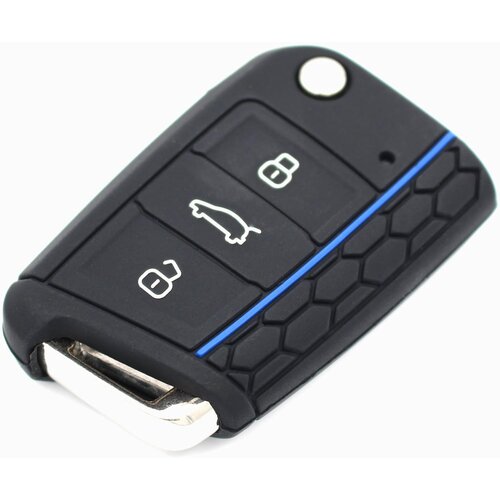 INF Silikonski ovitek za avto ključ Golf 7/Lingdu/New Octavia/Karoq/Kodiak/Komik/Yedi Black+Blue, (21296920) Cene