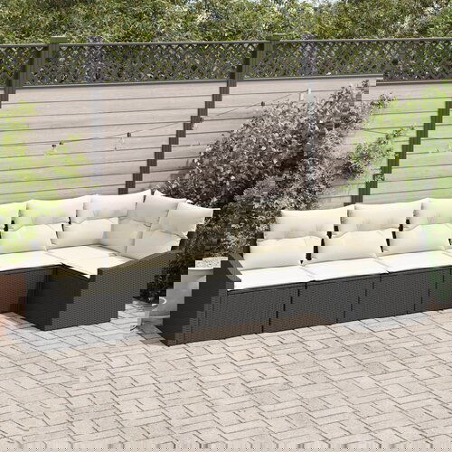 vidaXL Set od 6 Vrtnih Obroka s Jastučićima Crni Poli Ratan Cijene