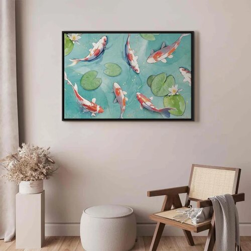  Slika - Pond in Japan 90x60 U crnom drvenom okviru Slike