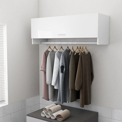 Furnova Garderobna omara visok sijaj bela 100x32,5x35 cm iverna pl., (21930136) Slike