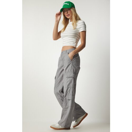  Women&amp;#039;s Gray Slim Pocket Cargo Pants with Pocket Slike