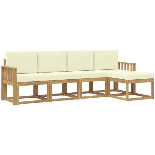 vidaXL Zunanja garnitura za sedenje z blazino 5 pcs Bela in krem, (5000282509) Cene