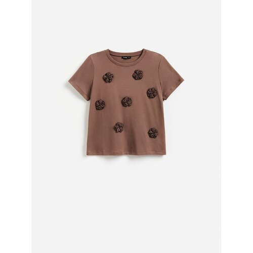 Reserved T‑shirt s dekorativnim aplikacijama - boja kave Cijene
