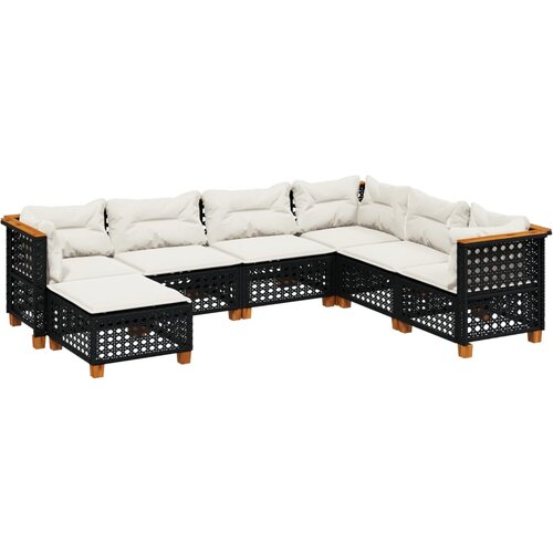 Maison Chic Seti vrtnega pohi&amp;scaron;tva - Vrtna garnitura - Vrtni pohi&amp;scaron;tvo set 7-delna z blazinami črn poli ratan, (21803408) Slike