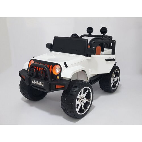  Jeep 2 sa kožnim sedi&amp;scaron;tem i mekim gumama 4x4 pogon + mod za ljuljanje - Beli Slike