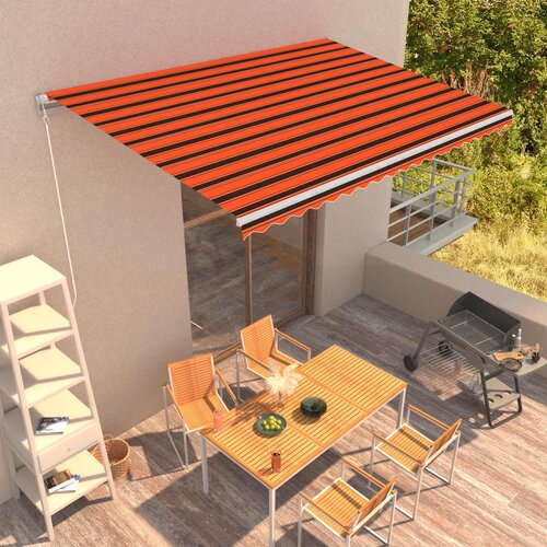 vidaXL Ročno zložljiva tenda 450x300 cm oranžna in rjava Cene