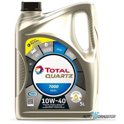Total motorno olje Quartz Diesel 7000 10W40 5L, 214108 Cene