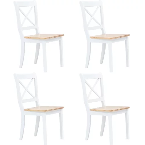  Jedilni stoli 4 kosi bel in svetel les trdni kavčukovec