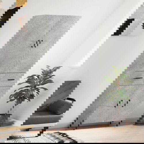 The Living Store Visoka komoda betonsko siva 69,5x34x180 cm inženirski les - Visoka Omara, (21430975) Cene