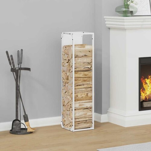 vidaXL stojalo za drva white 25x25x100 cm hladno valjano jeklo Cene