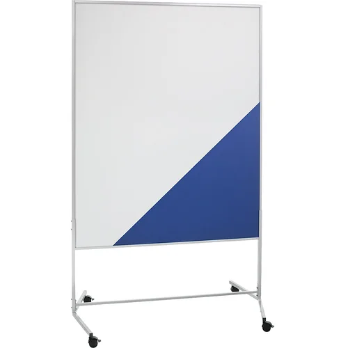 eurokraft basic Premična stena za moderiranje, tekstilna prevleka / bela tabla, ŠxV 1200 x 1500 mm, modre barve