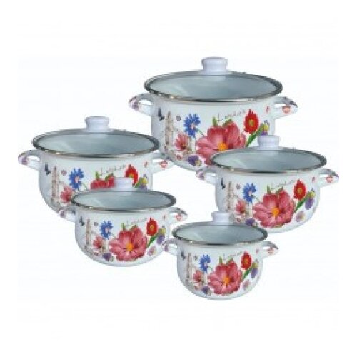 ROSBERG r54518h5g &amp;scaron;erpa set 18/20/22/24/26cm bela sa cvećem ( 006888 ) Slike