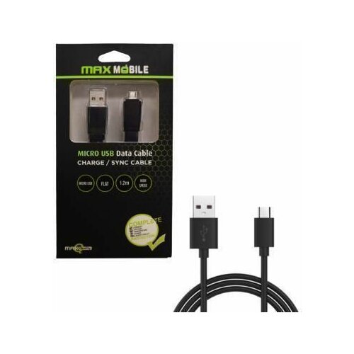 Max Mobile kabl za brzo punjenje USB Flat 1,2 m - Crni Cene