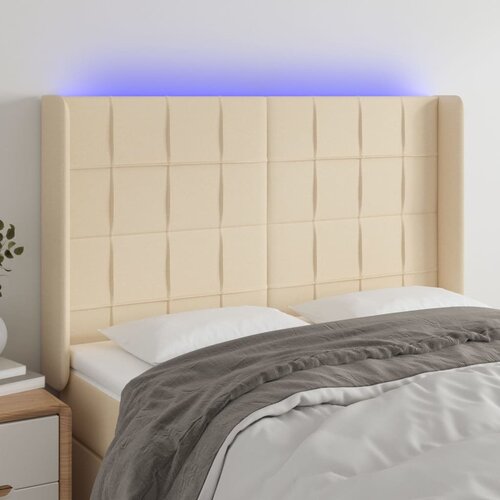 The Living Store led posteljno vzglavje krem 147x16x118/128 cm blago - led vzglavje, (21418379) Slike