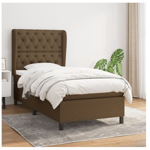  Box spring postelja z vzmetnico temno rjava 80x200 cm blago Cene