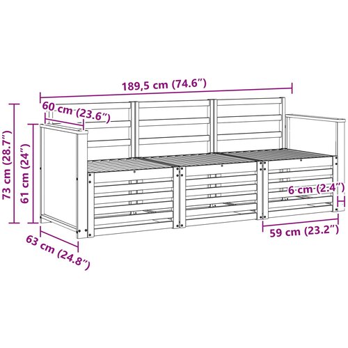  Setovi sofa 3 pcs Čvrsto drvo akacije Slike