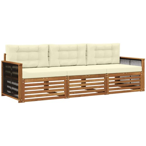 vidaXL Zunanja garnitura za sedenje z blazino 3 pcs Naravna in smetana, (5000281536) Cene