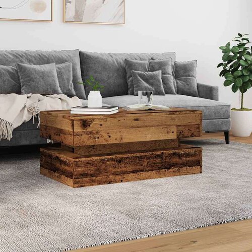  Stolić za kavu s LED svjetlima boja starog drva 90 x 50 x 40 cm Slike