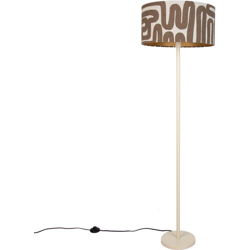 QAZQA Japandi vloerlamp beige met kap bruin en beige gestreept 50cm - Simplo Slike