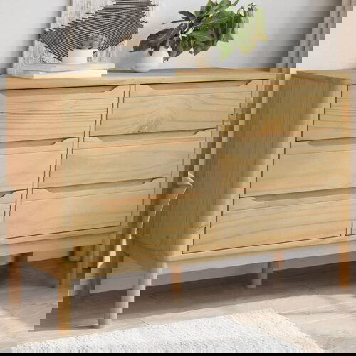 vidaXL predalnik floro 77x35x73 cm voščeno rjava trdna borovina Cene