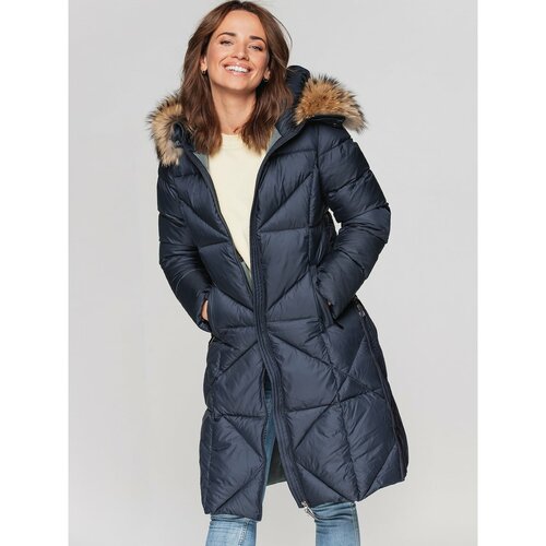 PERSO Woman's Coat BLH211018FX Navy Blue Slike