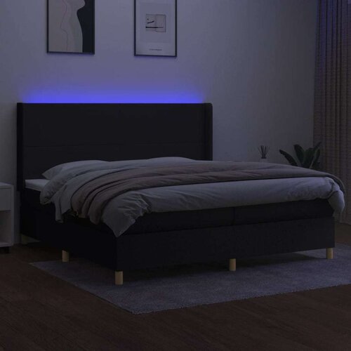  Box spring s madracem LED crni 200x200 cm od tkanine Slike