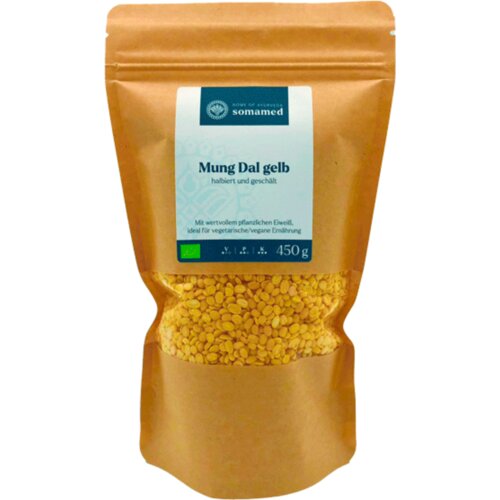 Home of Ayurveda somamed Mung Dal rumen, prepolovljen in olupljen - ekološki - 450 g Cene