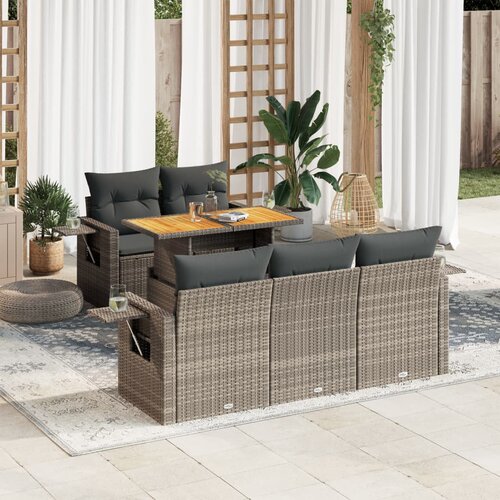 vidaXL 6-dijelni set vrtnih sofa od poliratana s jastucima sivi Cijene