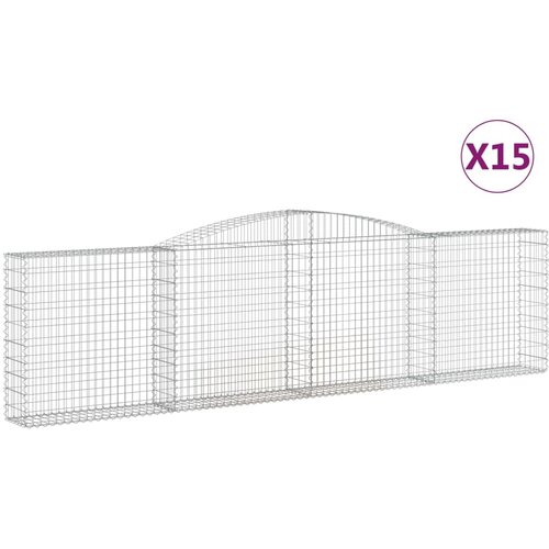  Lučne gabionske ko&amp;scaron;are 15kom 400x30x100/120cm pocinčano željezo Slike